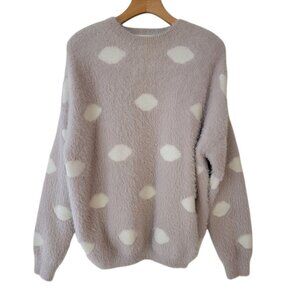 Cloud Ten Sweater Women's Sweater Violet Gray‎ Super Soft Furry Sz M Oversize